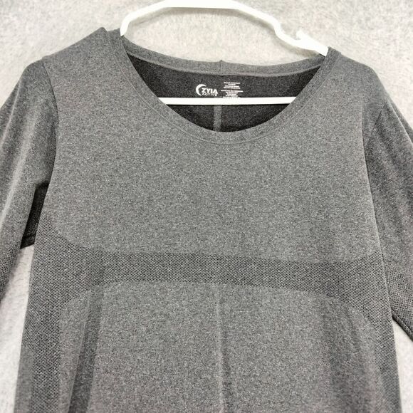 Zyia Active Athletic Compression Tee Wmns M Gray Long Sleeve Thumbholes Stretch - Picture 2 of 11